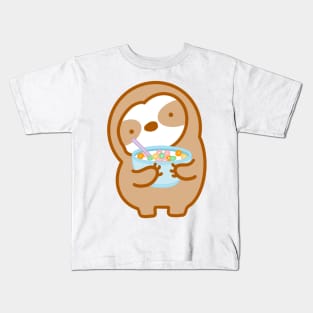 Cute Cereal Sloth Kids T-Shirt